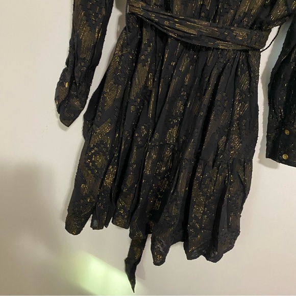 Roller Rabbit Black and Gold Midi Button Front Dress XL - Picture 10 of 10